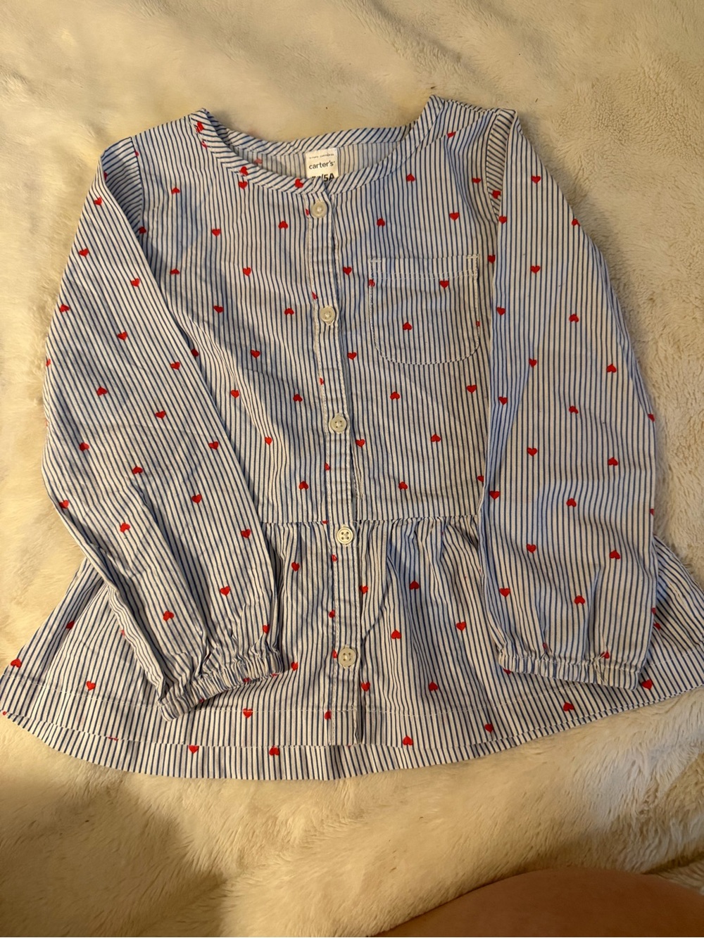 Carter’s Girls Blue Stripe Heart Peplum Top Size 5T